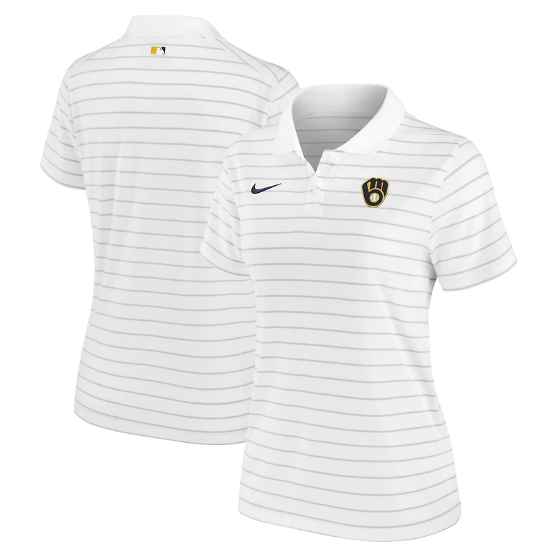Polo de performance authentique Nike Brewers Milwaukee blanc pour femme