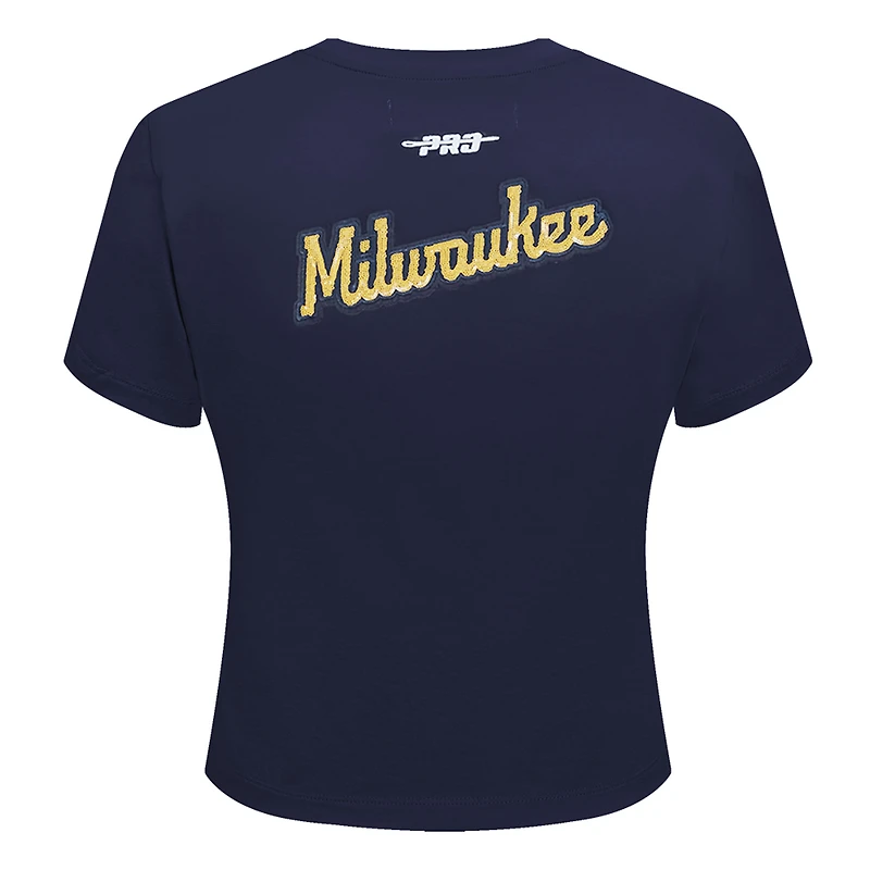 T-shirt court Baby Doll Game Day Classics bleu marine Pro Standard pour femme des Milwaukee Brewers