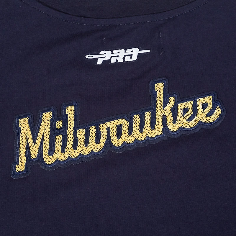 T-shirt court Baby Doll Game Day Classics bleu marine Pro Standard pour femme des Milwaukee Brewers
