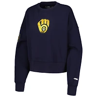 Women's Pro Standard Navy Milwaukee Brewers Painted Sky Pullover Sweatshirt