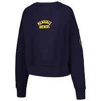 Women's Pro Standard Navy Milwaukee Brewers Painted Sky Pullover Sweatshirt