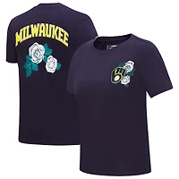 T-shirt ajusté Pro Standard pour femmes, bleu marine, Milwaukee Brewers Roses