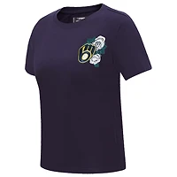 Women's Pro Standard Navy Milwaukee Brewers Roses Fitted T-Shirt