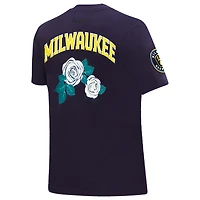 Women's Pro Standard Navy Milwaukee Brewers Roses Fitted T-Shirt