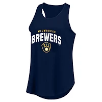 Women's Profile Navy Milwaukee Brewers Plus Wordmark Racerback Scoop Neck Tank Top