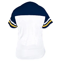 Profil femme T-shirt à col en V deux bandes blanc/marine Milwaukee Brewers grande taille