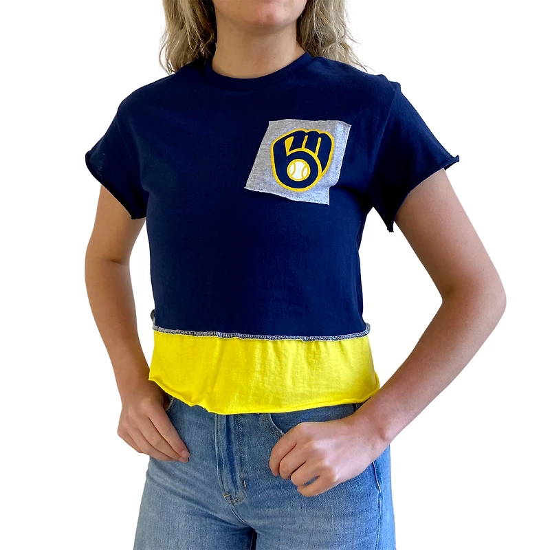 Women's Refried Apparel Navy Milwaukee Brewers Cropped T-Shirt