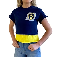 Women's Refried Apparel Navy Milwaukee Brewers Cropped T-Shirt