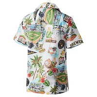 Chemise boutonnée panoramique Reyn Spooner des Milwaukee Brewers pour femmes, blanche