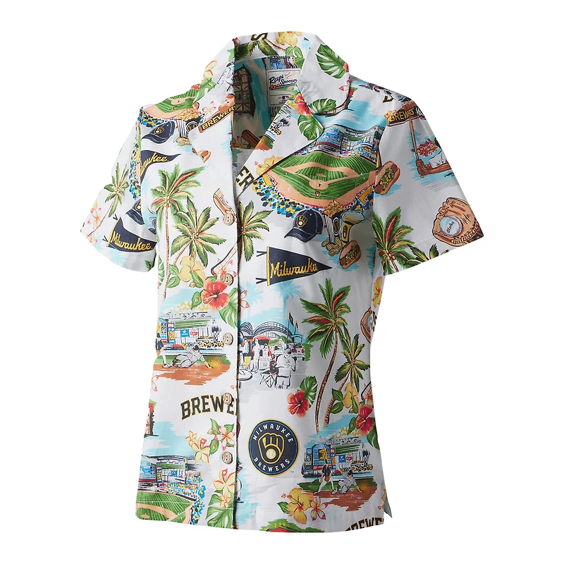 Chemise boutonnée pour femme Reyn Spooner Milwaukee Brewers Scenic Camp blanche