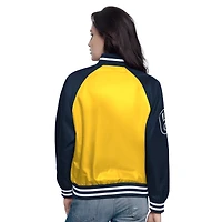 Veste universitaire Starter Gold/Navy Milwaukee Brewers Home Run à boutons-pression pour femme