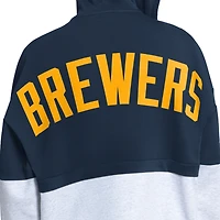 Women's Starter Navy/Heather Gray Milwaukee Brewers Wishbone Full-Zip Hoodie