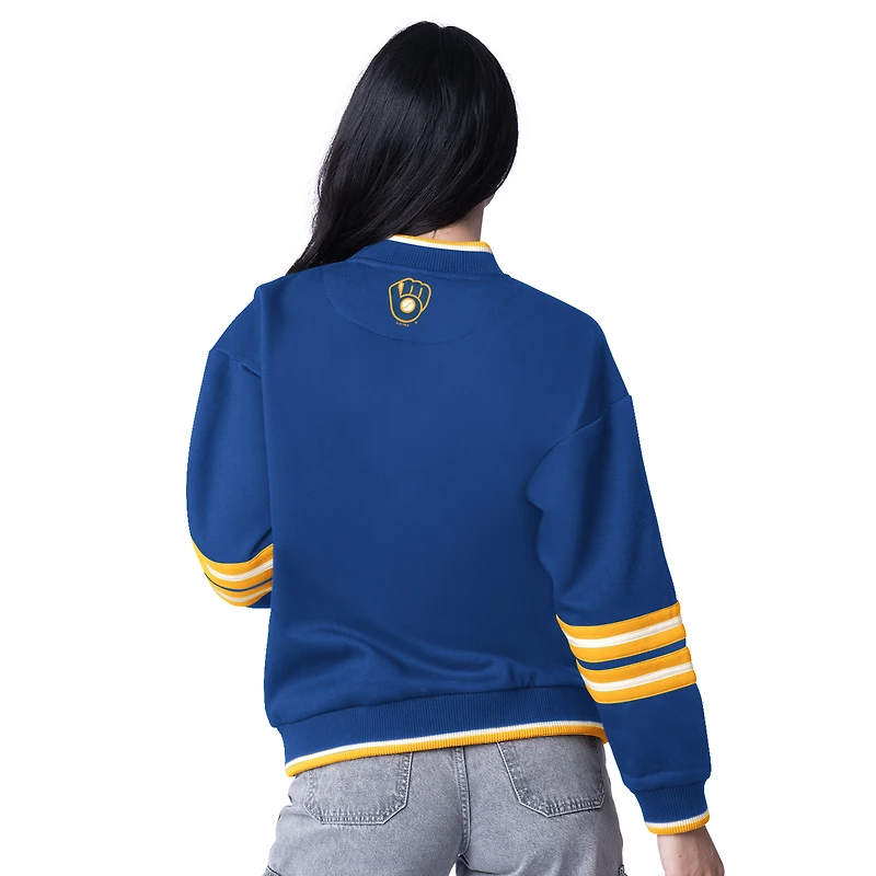 Sweat-shirt oversize Starter Royal Milwaukee Brewers Wild Card pour femme