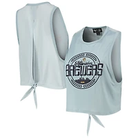 Débardeur dos ouvert à nouer torsadé The Wild Collective pour femme, bleu clair, Milwaukee Brewers
