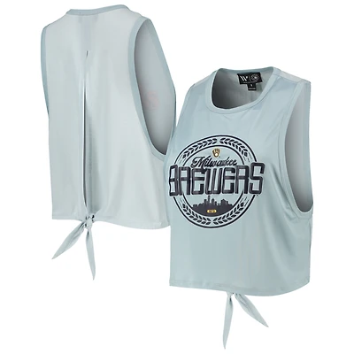 Débardeur dos ouvert à nouer torsadé The Wild Collective pour femme, bleu clair, Milwaukee Brewers