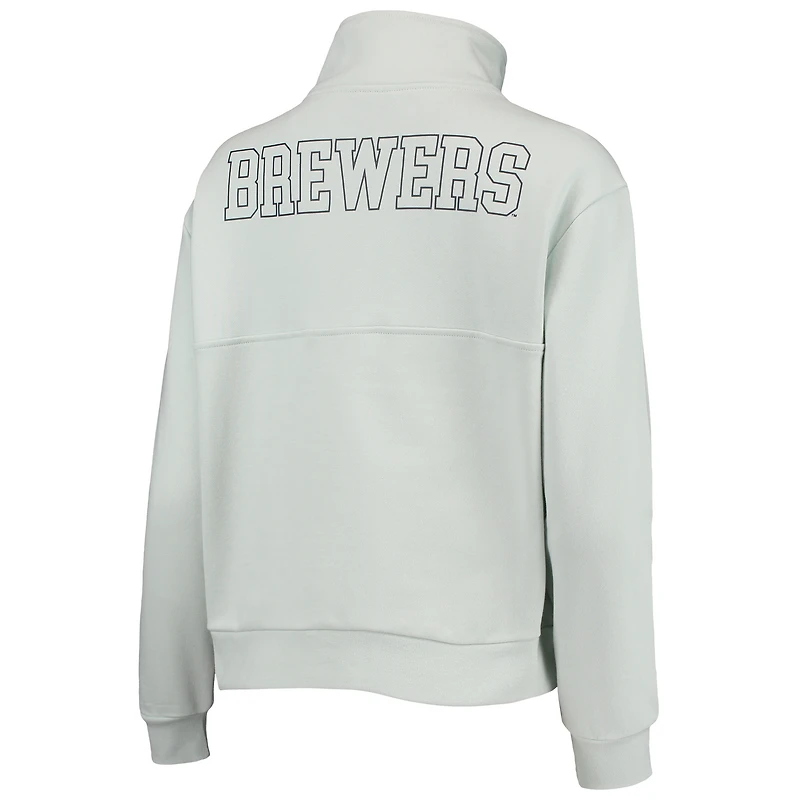 Women's The Wild Collective Light Blue Milwaukee Brewers Two-Hit Quarter-Zip Pullover Top