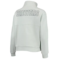 Women's The Wild Collective Light Blue Milwaukee Brewers Two-Hit Quarter-Zip Pullover Top
