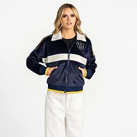 Veste zippée en velours côtelé bleu marine The Wild Collective pour femme, Milwaukee Brewers