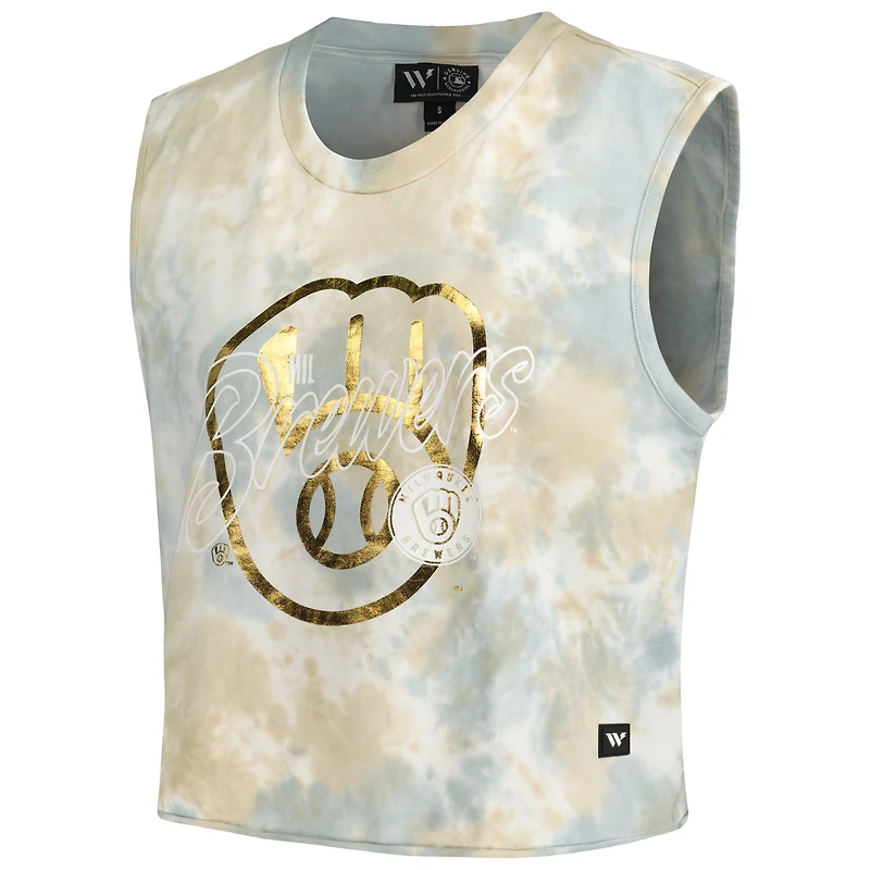 Débardeur délavé The Wild Collective pour femme, blanc, Milwaukee Brewers