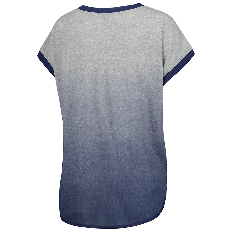 T-shirt à manches courtes en trois mélanges pour femme Touch gris/bleu marine Milwaukee Brewers Home Run