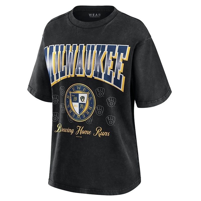 T-shirt boyfriend oversize noir Milwaukee Brewers pour femme de la marque WEAR by Erin Andrews