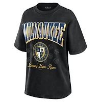 T-shirt boyfriend oversize noir Milwaukee Brewers pour femme de la marque WEAR by Erin Andrews