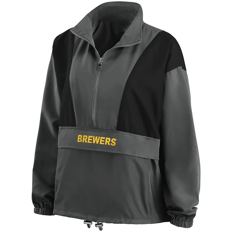 Veste WEAR by Erin Andrews Charcoal Milwaukee Brewers pour femme