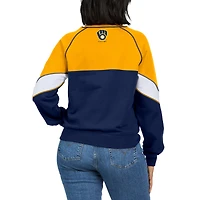 Sweat-shirt à col ras du cou WEAR by Erin Andrews pour femmes, doré/bleu marine, Milwaukee Brewers