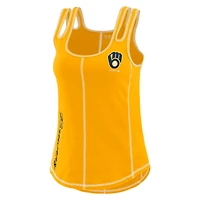 Débardeur à coutures contrastées WEAR by Erin Andrews Gold Milwaukee Brewers pour femmes