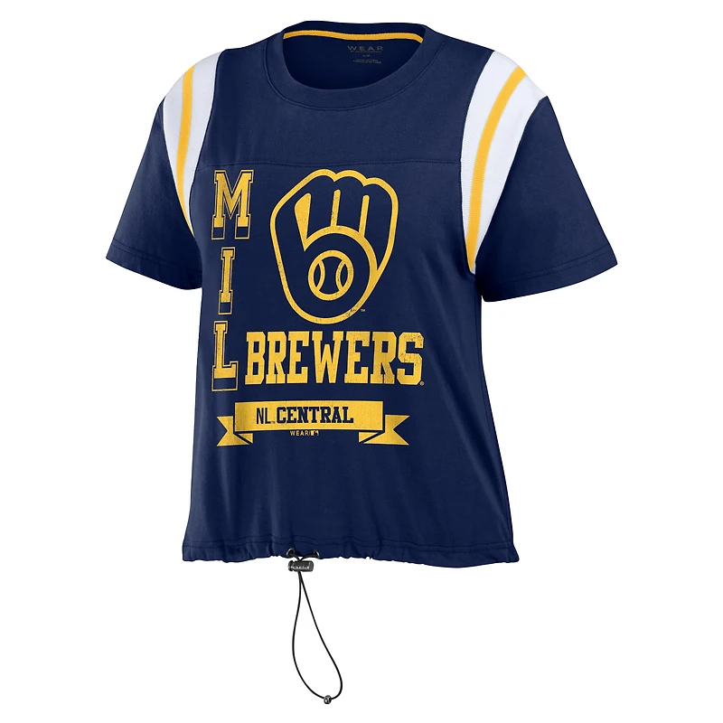 T-shirt WEAR by Erin Andrews bleu marine Milwaukee Brewers à couleurs contrastées
