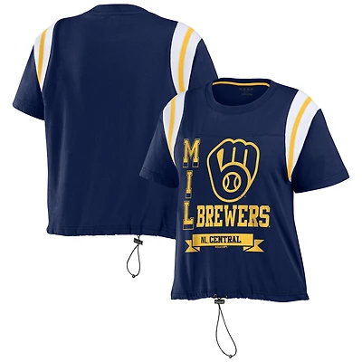 T-shirt WEAR by Erin Andrews bleu marine Milwaukee Brewers à couleurs contrastées
