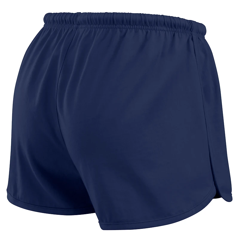 Women's WEAR by Erin Andrews Navy Milwaukee Brewers Heavy Rugby Jersey Cropped Long Sleeve T-Shirt & Shorts Lounge Set