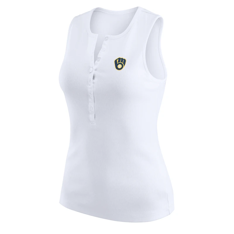 Débardeur Henley côtelé blanc WEAR by Erin Andrews pour femme