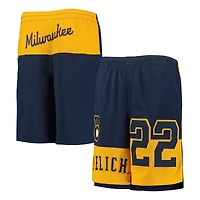 Youth Christian Yelich Navy Milwaukee Brewers Pandemonium Name & Number Shorts