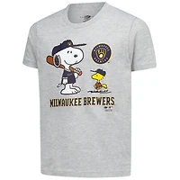 T-shirt Snoopy Peanuts des Milwaukee Brewers pour enfants, gris chiné