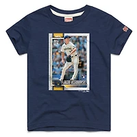 T-shirt en mélange de trois matières, hommage à Jacob Misiorowski, des Milwaukee Brewers, la marine, avec une carte baseball Topps.