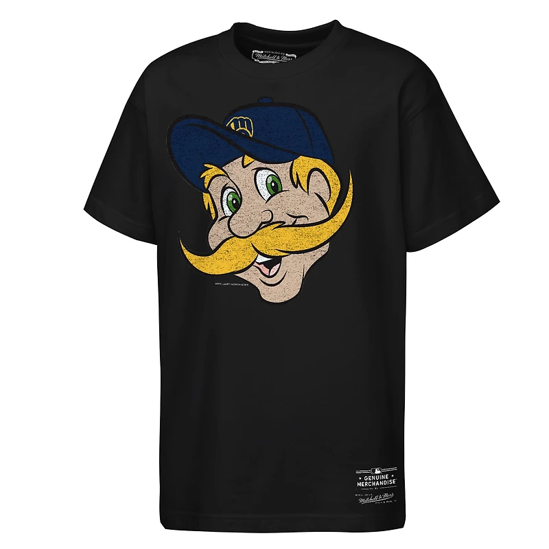 Youth Mitchell & Ness Black Milwaukee Brewers Big Face Mascot T-Shirt