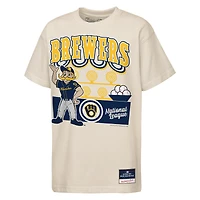 Youth Mitchell & Ness  Cream Milwaukee Brewers Step Back Up Mascot T-Shirt