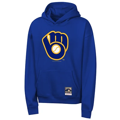 Sweat à capuche rétro Mitchell & Ness Royal Milwaukee Brewers pour enfant
