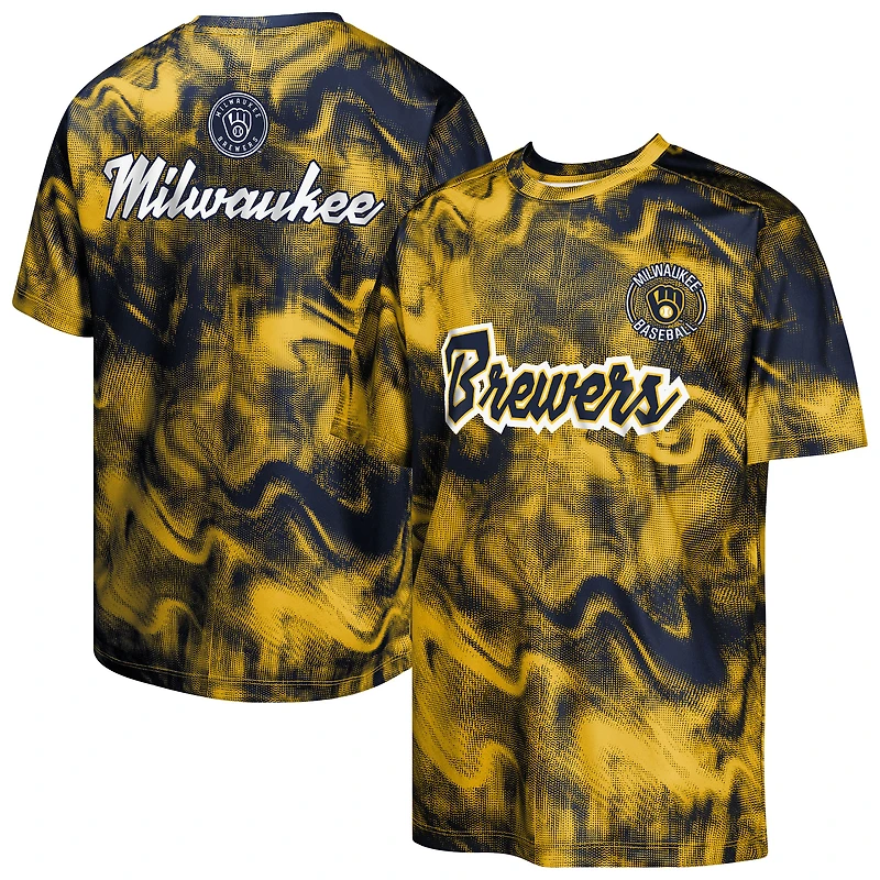 T-shirt bleu marine/doré pour jeunes frappeurs suppléants des Milwaukee Brewers