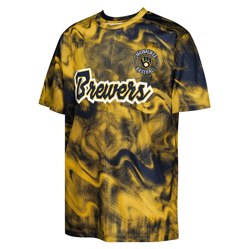 T-shirt bleu marine/doré pour jeunes frappeurs suppléants des Milwaukee Brewers