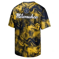 T-shirt bleu marine/doré pour jeunes frappeurs suppléants des Milwaukee Brewers