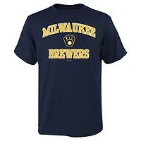T-shirt bleu marine pour jeunes des Milwaukee Brewers, motif cœur et âme