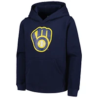 Chandail à capuchon avec logo principal de l'équipe Milwaukee Brewers bleu marine pour jeune