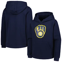 Chandail à capuchon avec logo principal de l'équipe Milwaukee Brewers bleu marine pour jeune
