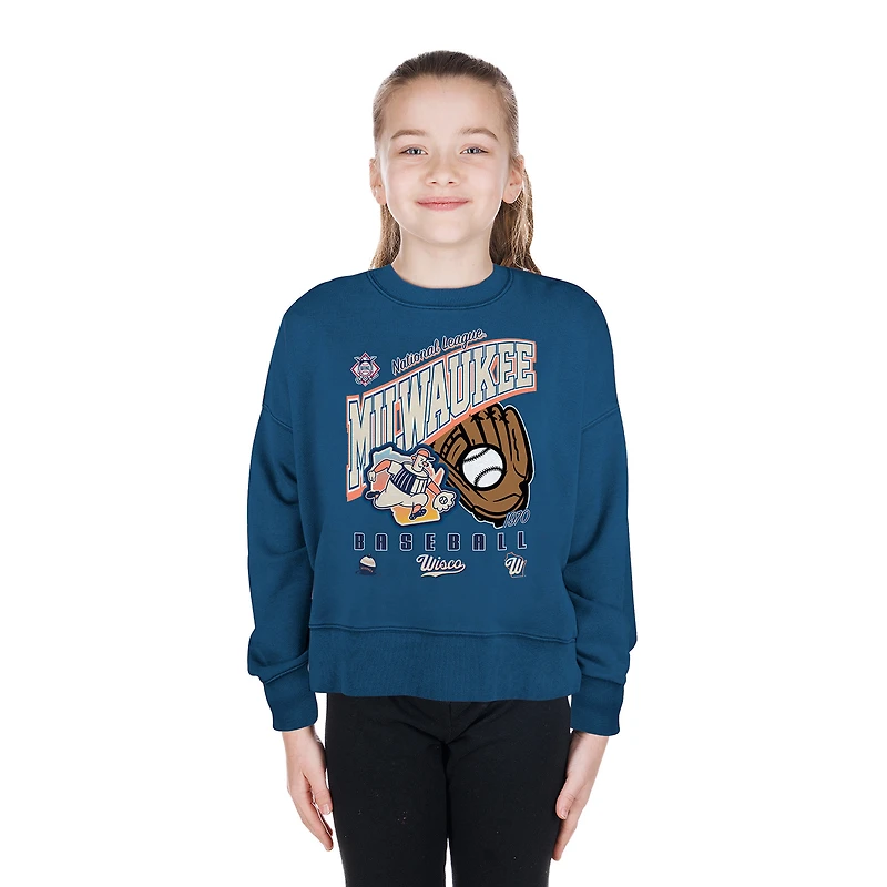 Sweat-shirt en polaire délavé New Era bleu Milwaukee Brewers 2026 City Connect pour jeunes