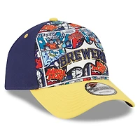 Casquette ajustable New Era bleu marine/or Milwaukee Brewers 2025 MLB Players' Weekend A-Frame 9FORTY pour jeunes