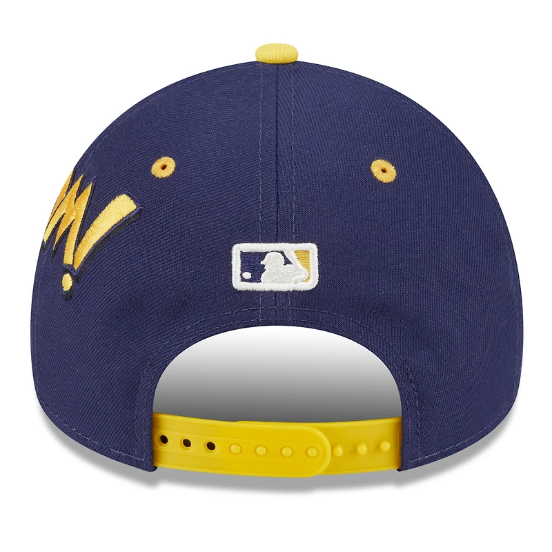 Casquette ajustable New Era bleu marine/or Milwaukee Brewers 2025 MLB Players' Weekend A-Frame 9FORTY pour jeunes
