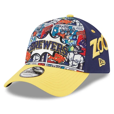 Casquette ajustable New Era bleu marine/or Milwaukee Brewers 2025 MLB Players' Weekend A-Frame 9FORTY pour jeunes