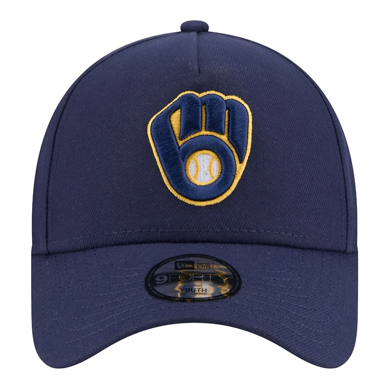 Youth New Era Navy Milwaukee Brewers 9FORTY A-Frame Adjustable Hat